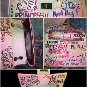 Graffiti Ombre Crossbody Bag in Pink & Light Green